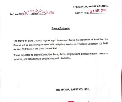 Invitation to Bafut Council 2025 budgetary session